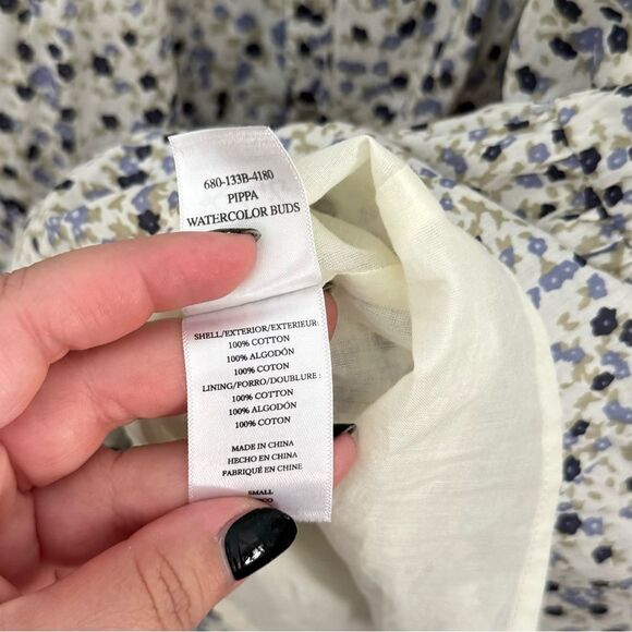 Rails Pippa Square Neck Puff Sleeve Tiered Mini Dress Watercolor Buds Size Small - Picture 10 of 10